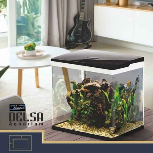 آکواریوم کامل دلسا مدل K250 با فیلتر تاپ سامپ و نور LED – طراحی شیشه خم